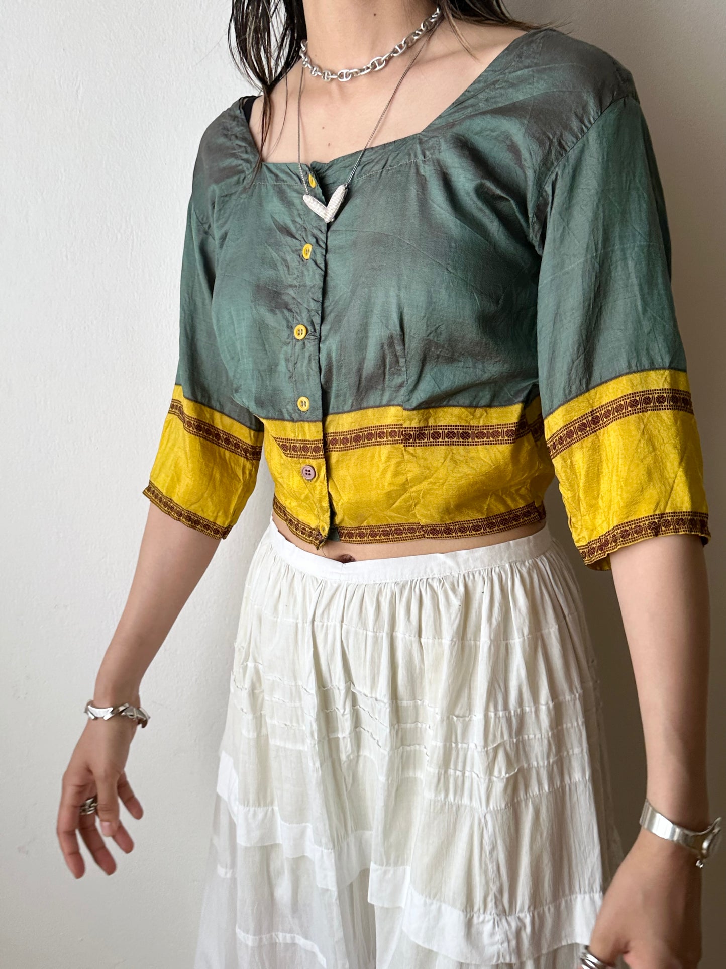 Delicate silk ethnic top