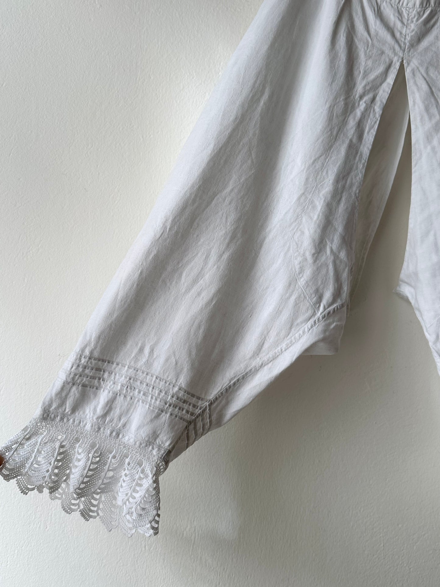 19th century cotton drawers with crochet hem