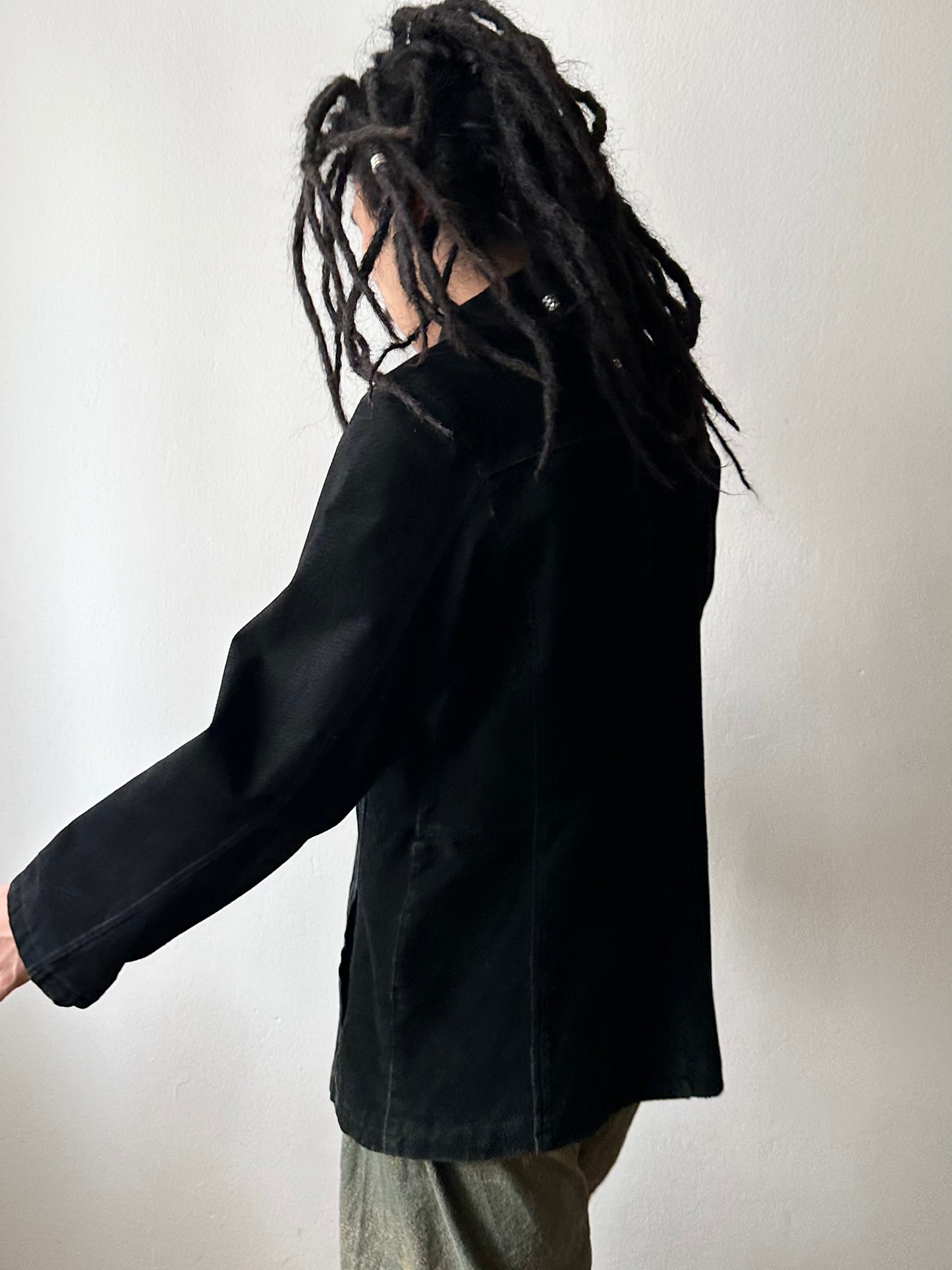 Black suede zip shirt jacket
