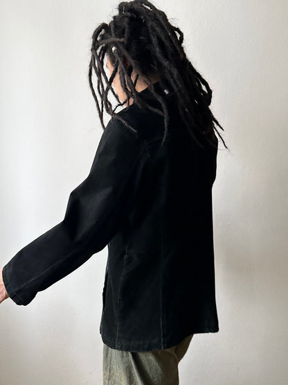 Black suede zip shirt jacket