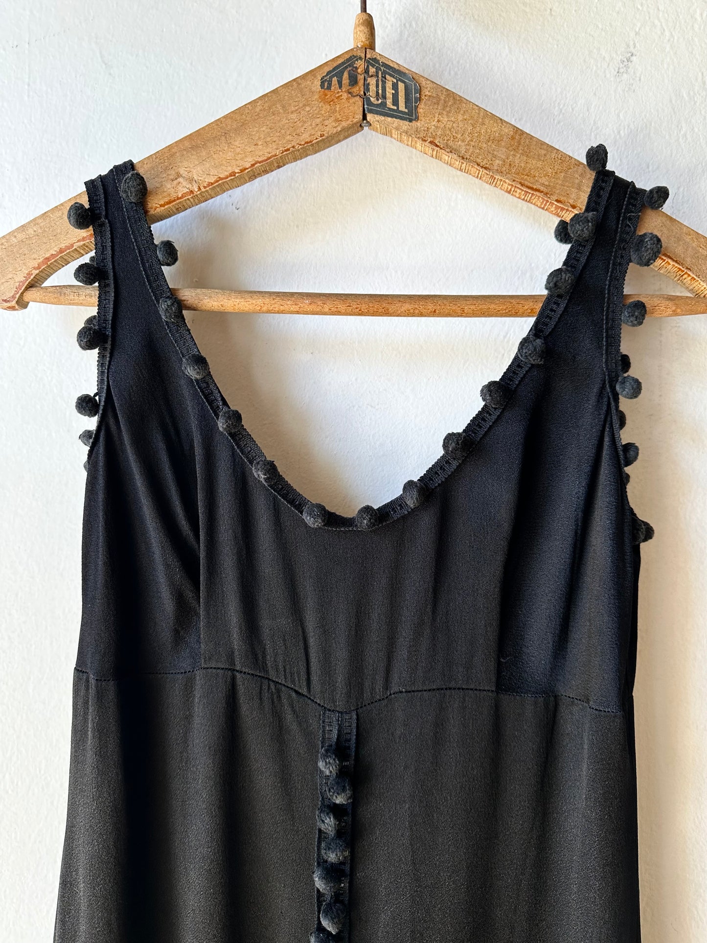 Vintage pom-poms black dress