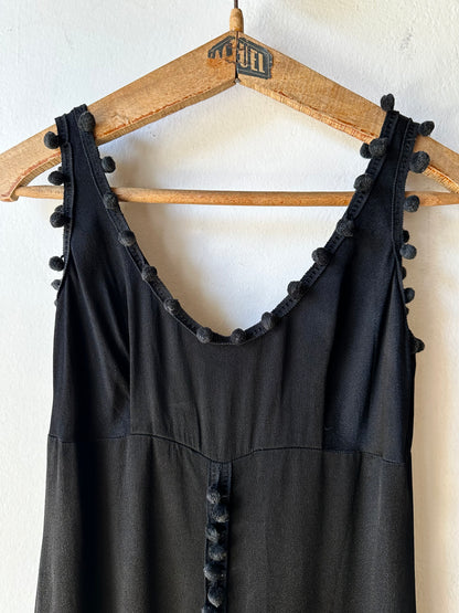 Vintage pom-poms black dress