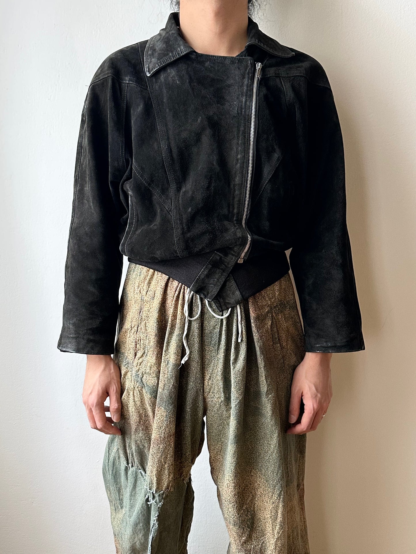 Black suede bikers blouson