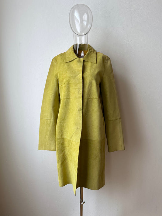 Lamb skin suede coat in Chartreuse
