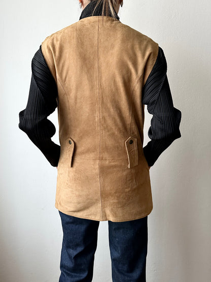 Nubuck leather belted vest