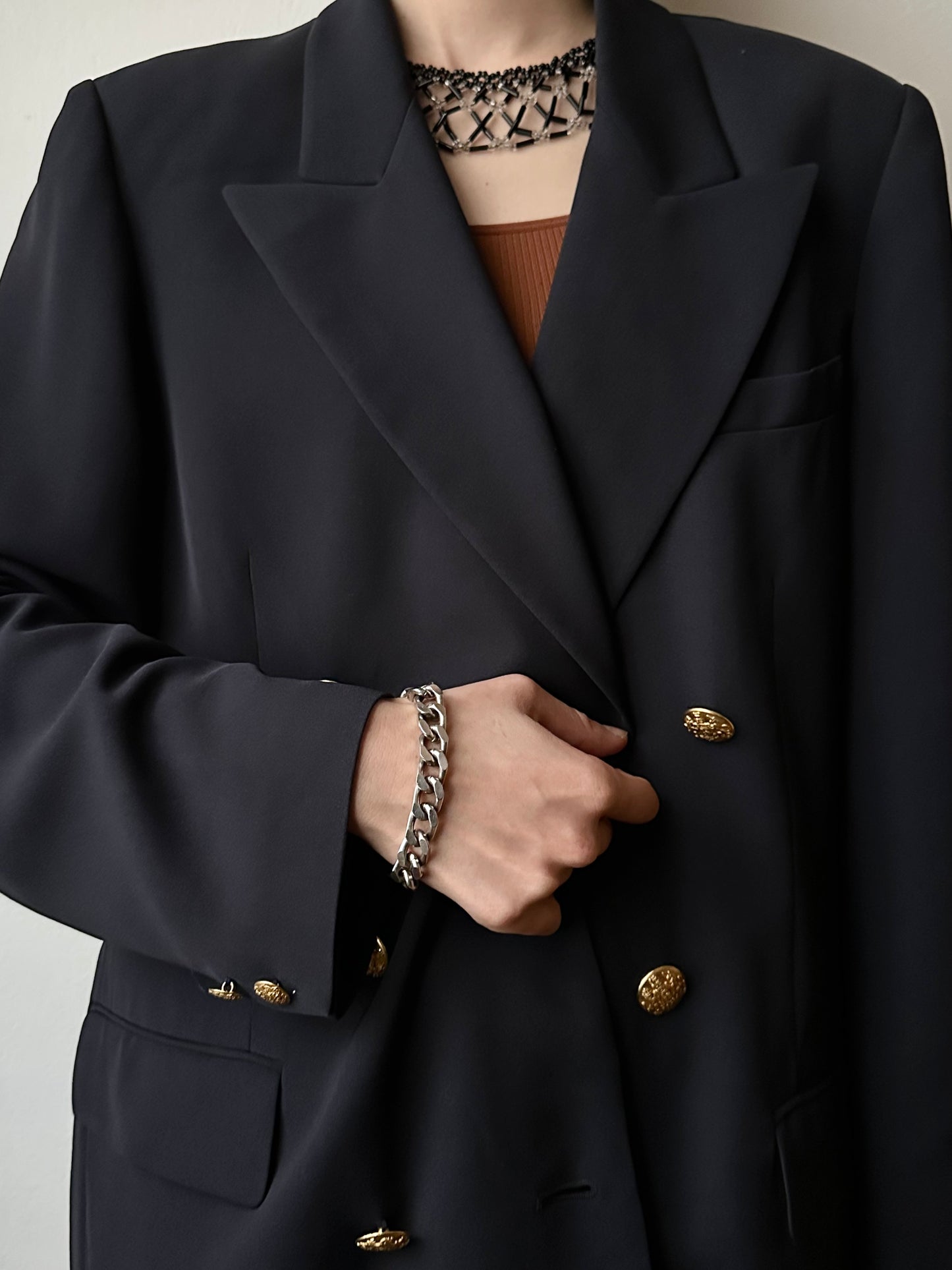 German silver 835 bold curb chain bracelet