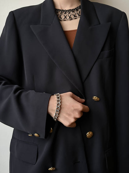 German silver 835 bold curb chain bracelet