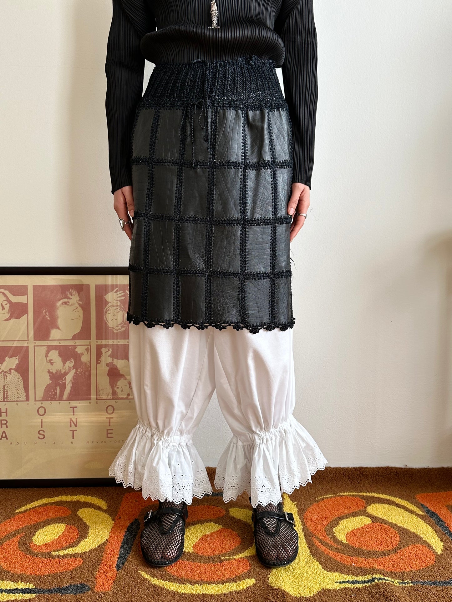 Leather patchwork skirt