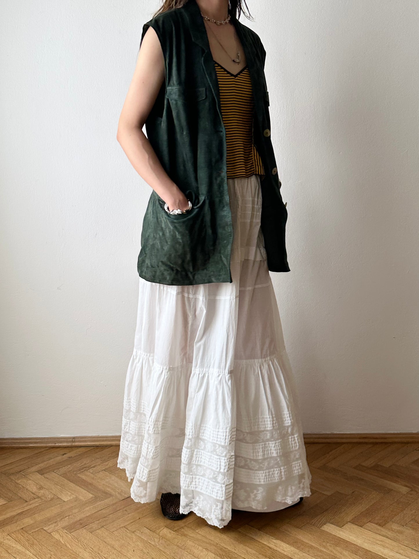 Edwardian lace cotton petticoat W26