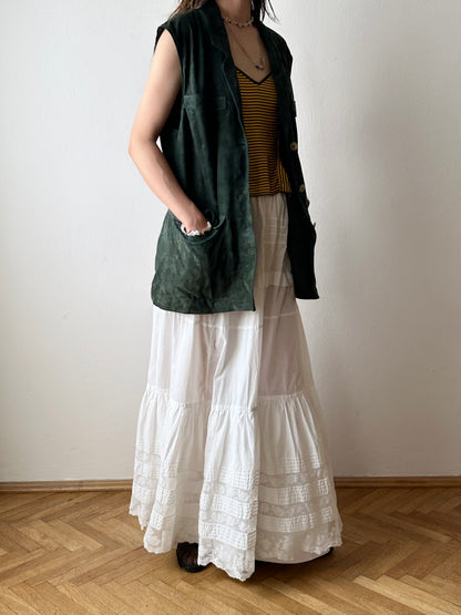 90s suede vest in dark forest
