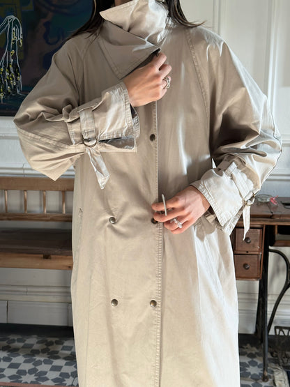80s France double snap buttons cotton coat