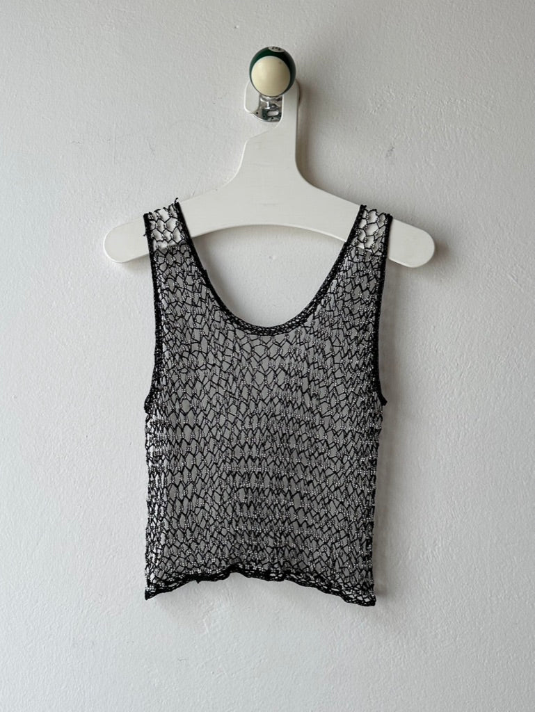 Beads mesh tank top