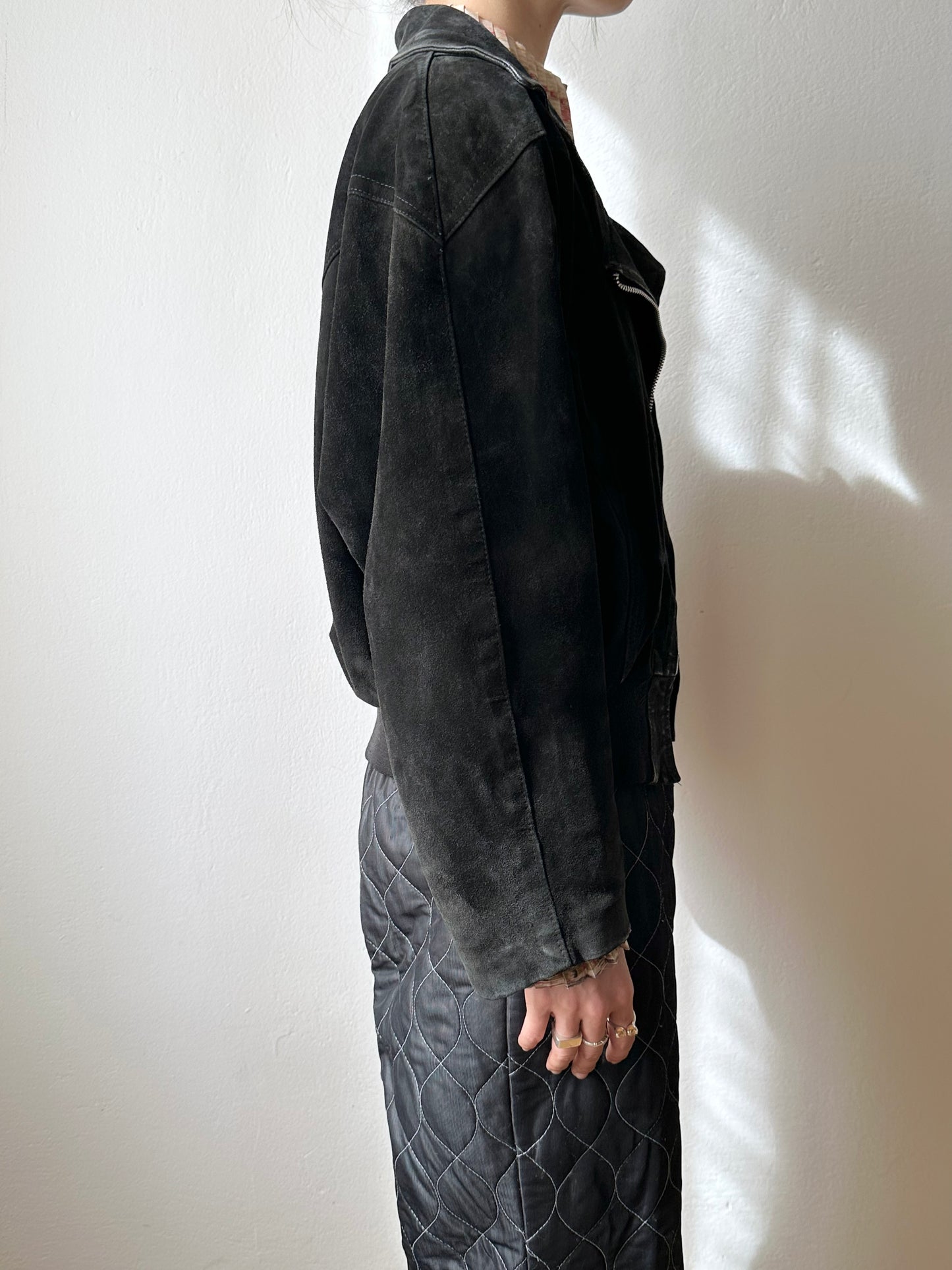 Black suede bikers blouson