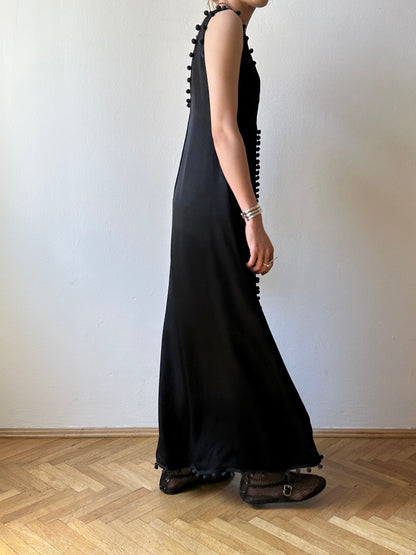 Vintage pom-poms black dress
