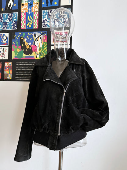Black suede bikers blouson