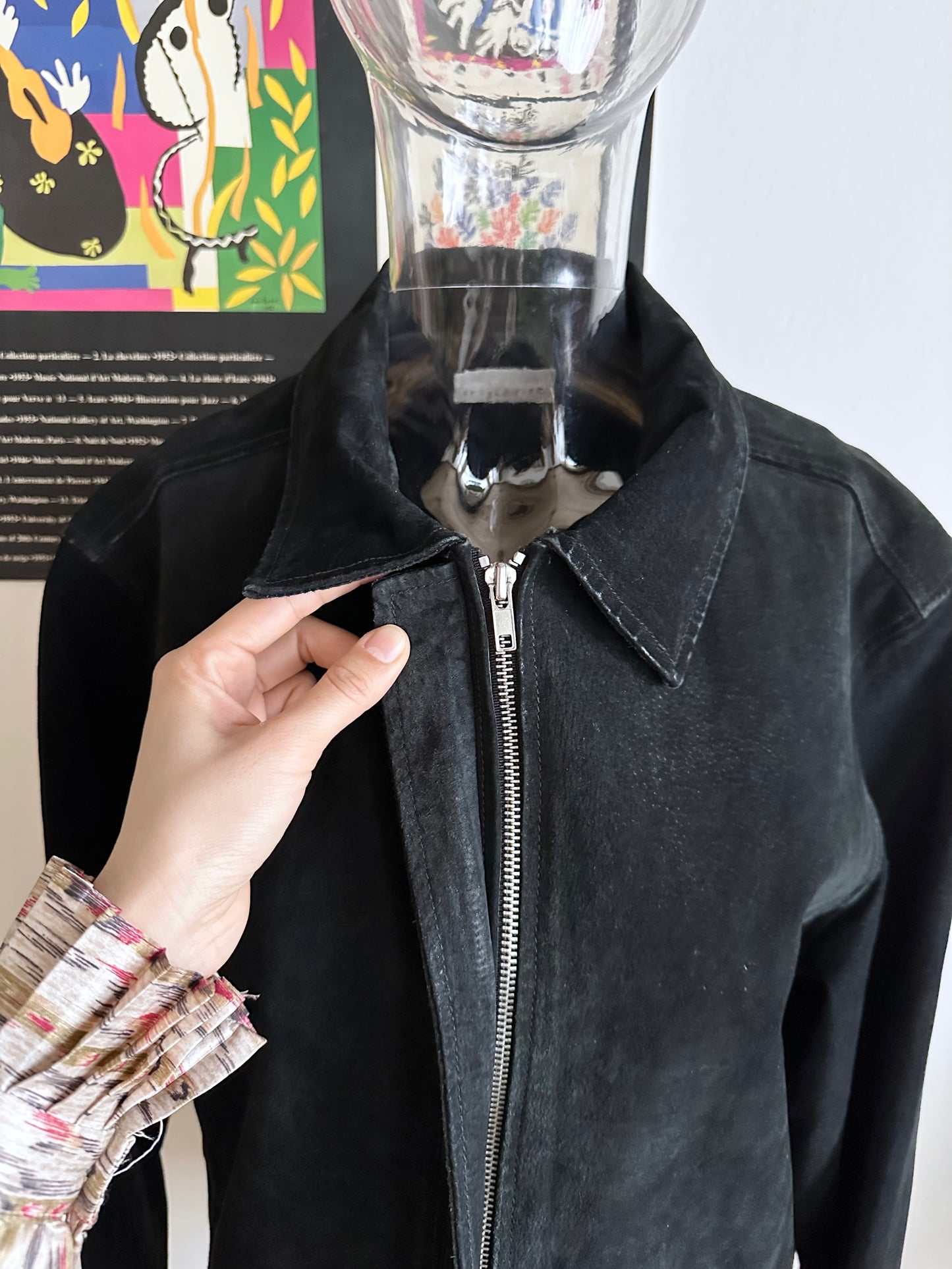 Black suede zip shirt jacket