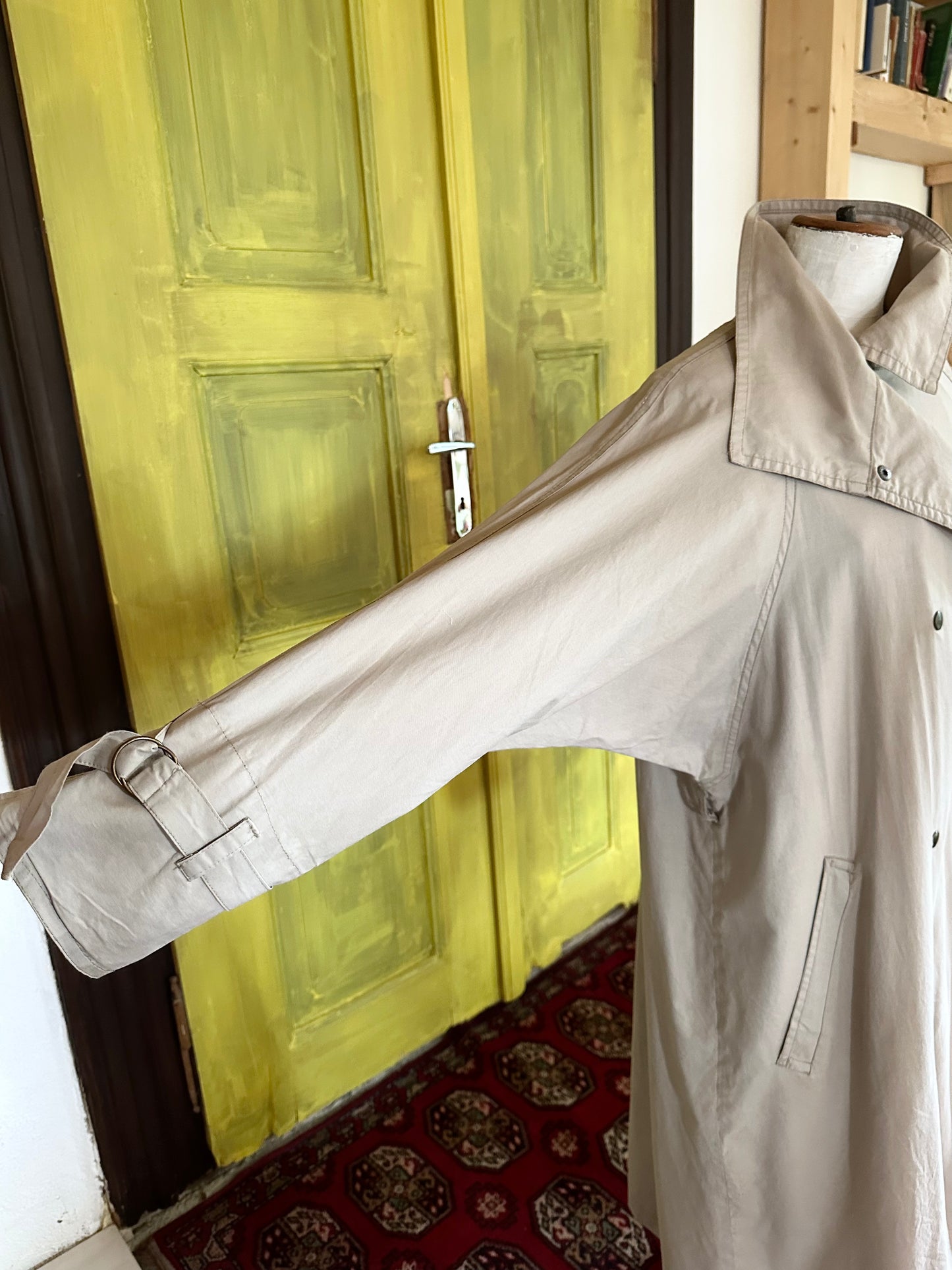 80s France double snap buttons cotton coat