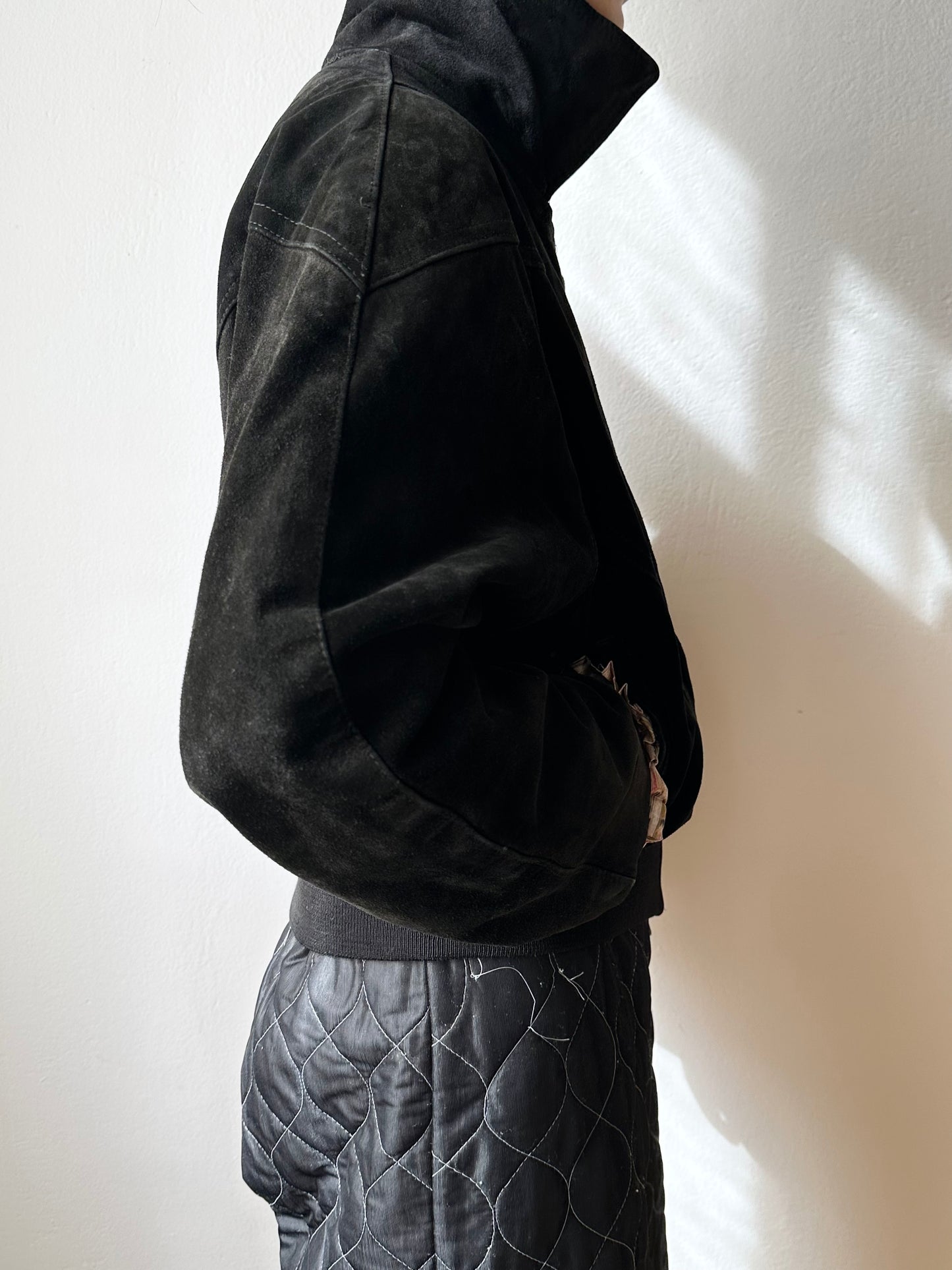 Black suede bikers blouson