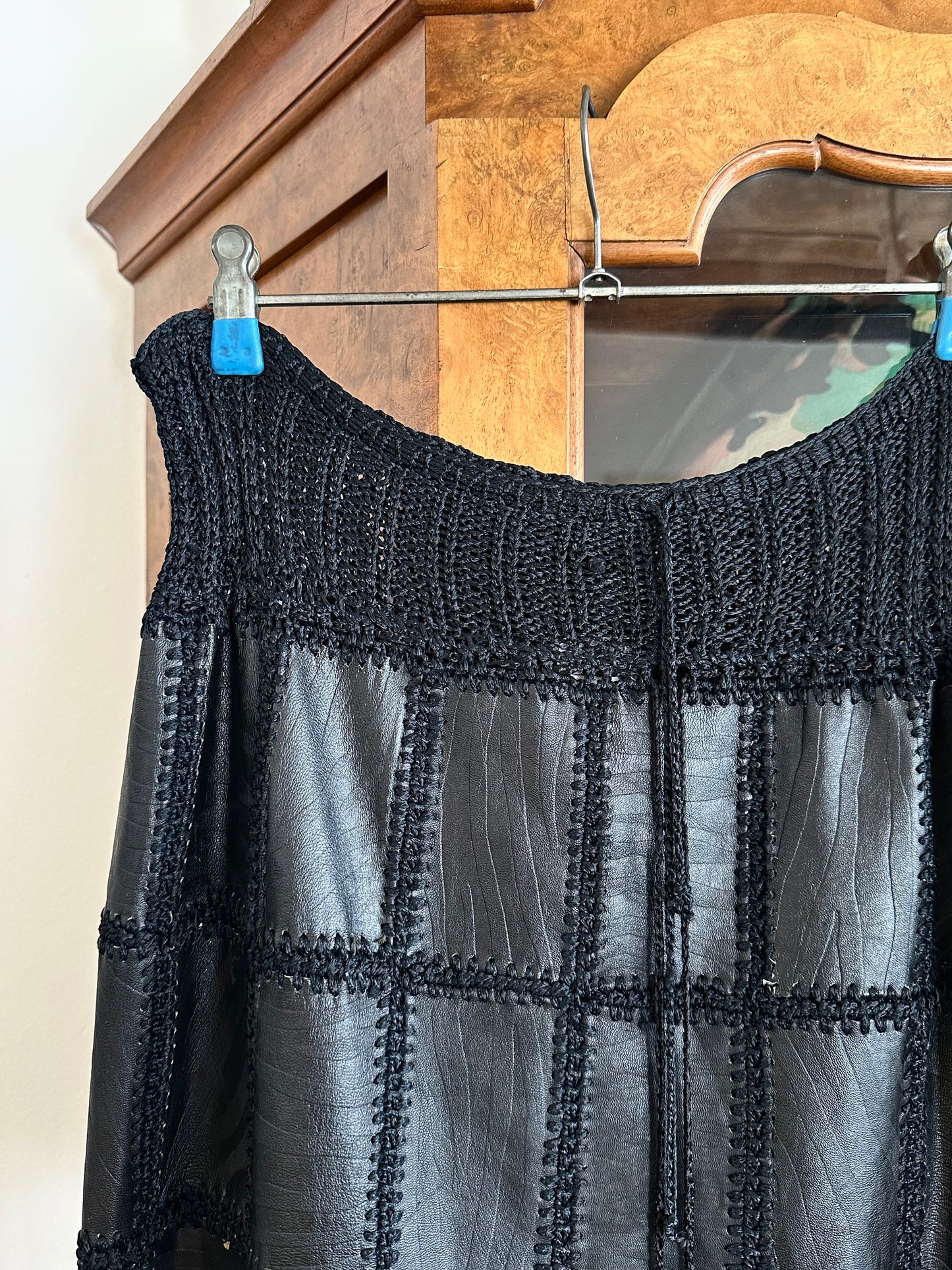 Leather patchwork skirt