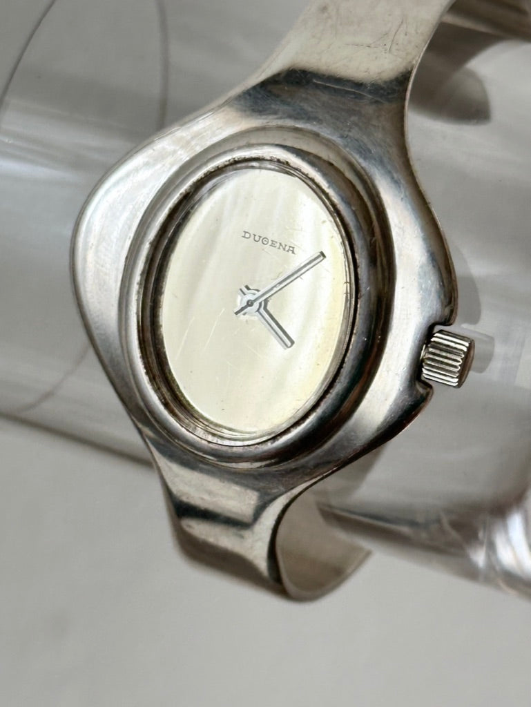 70s DUGENA silver bangle watch