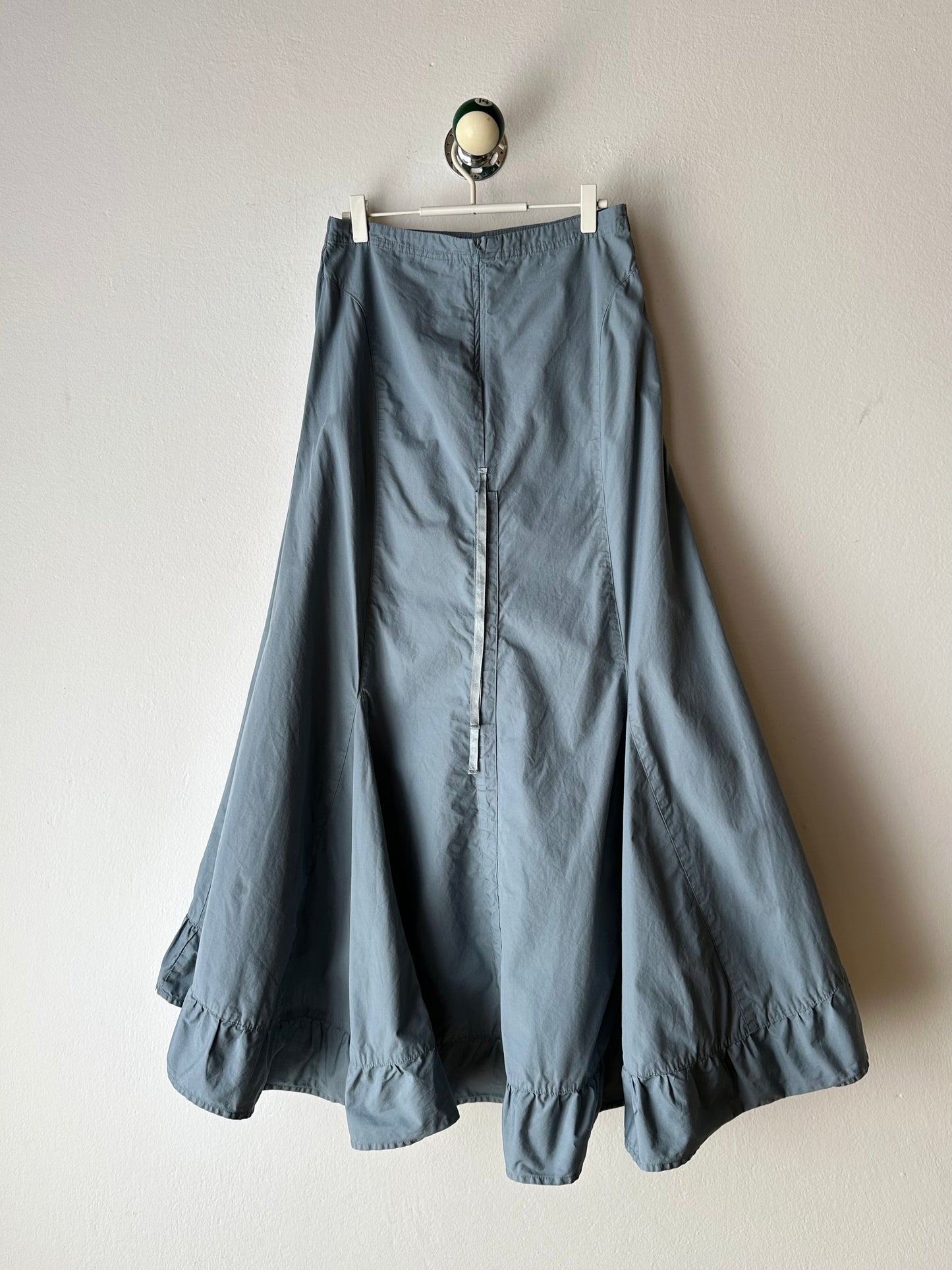Asymmetrical lace up skirt in cloudy blue W27