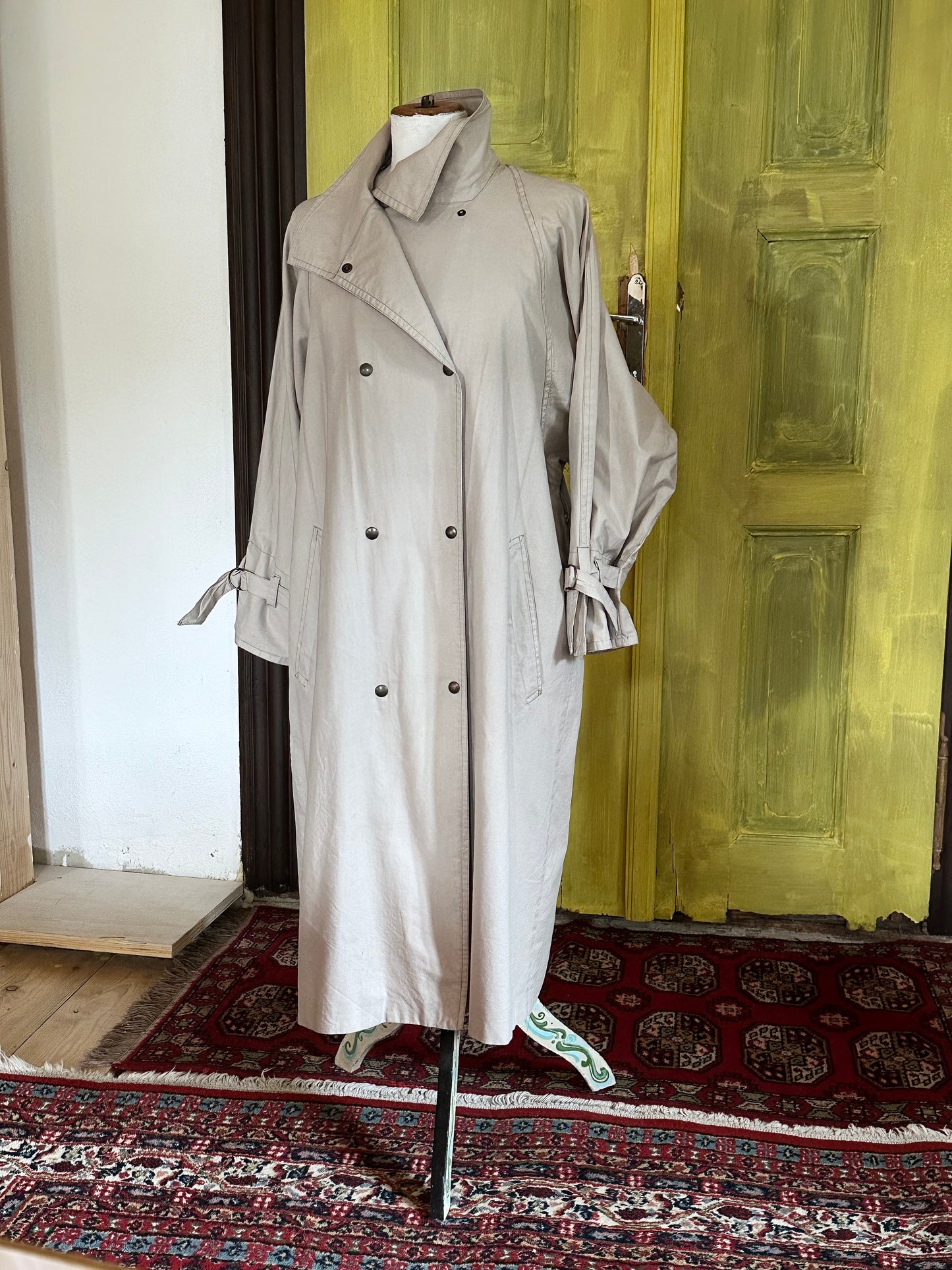 80s France double snap buttons cotton coat