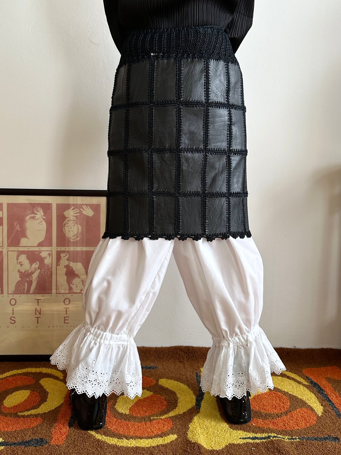 Leather patchwork skirt