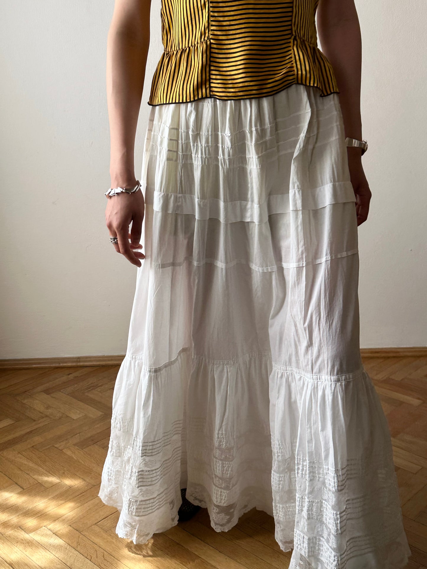 Edwardian lace cotton petticoat W26