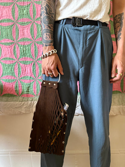suede mesh wine bag