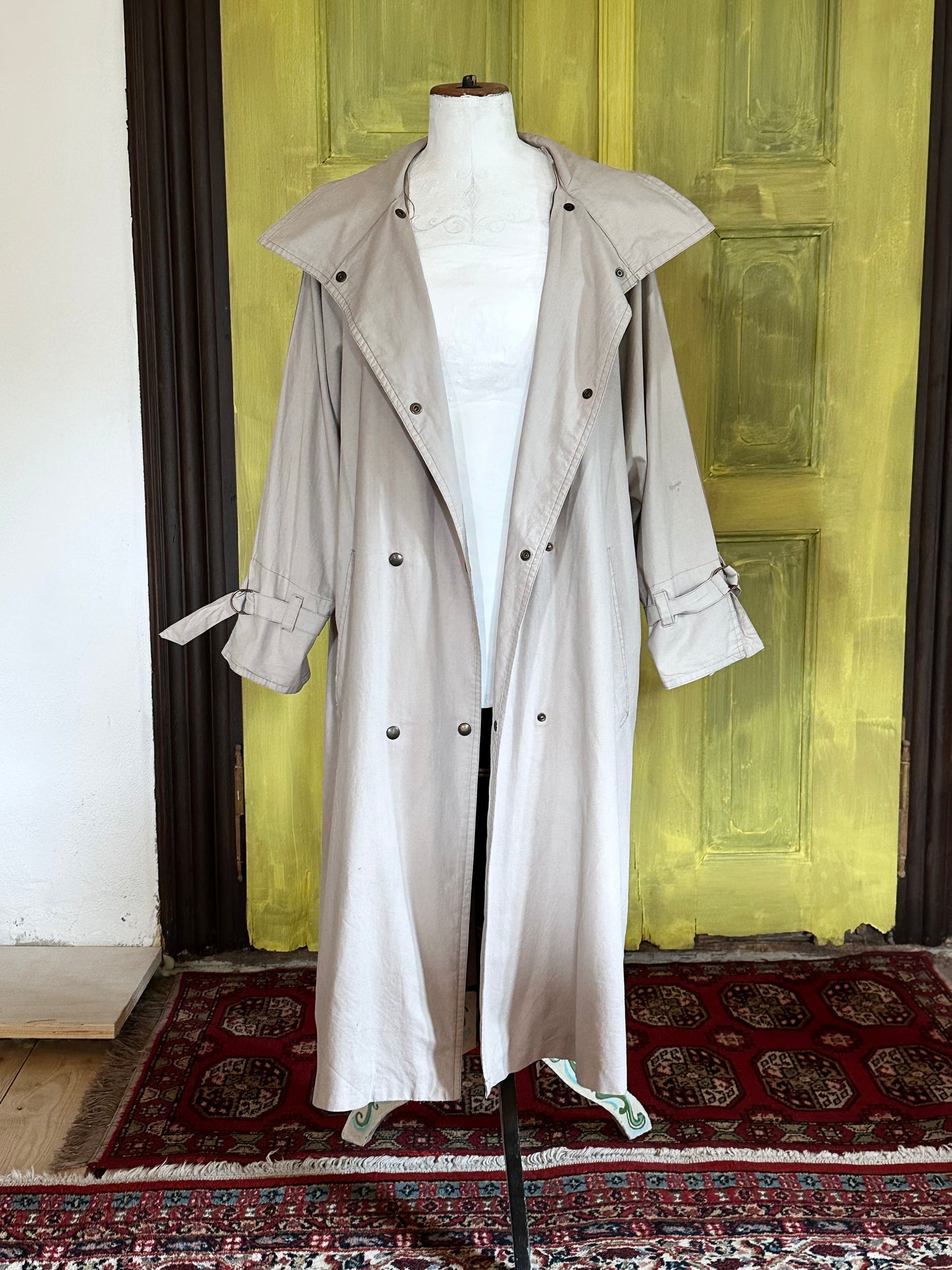 80s France double snap buttons cotton coat