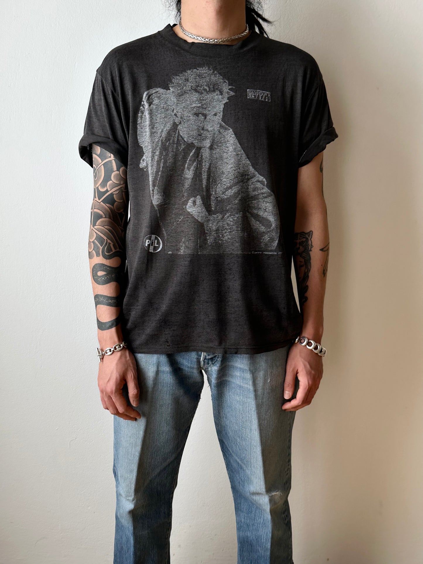 French silver puffed mariner chain bracelet