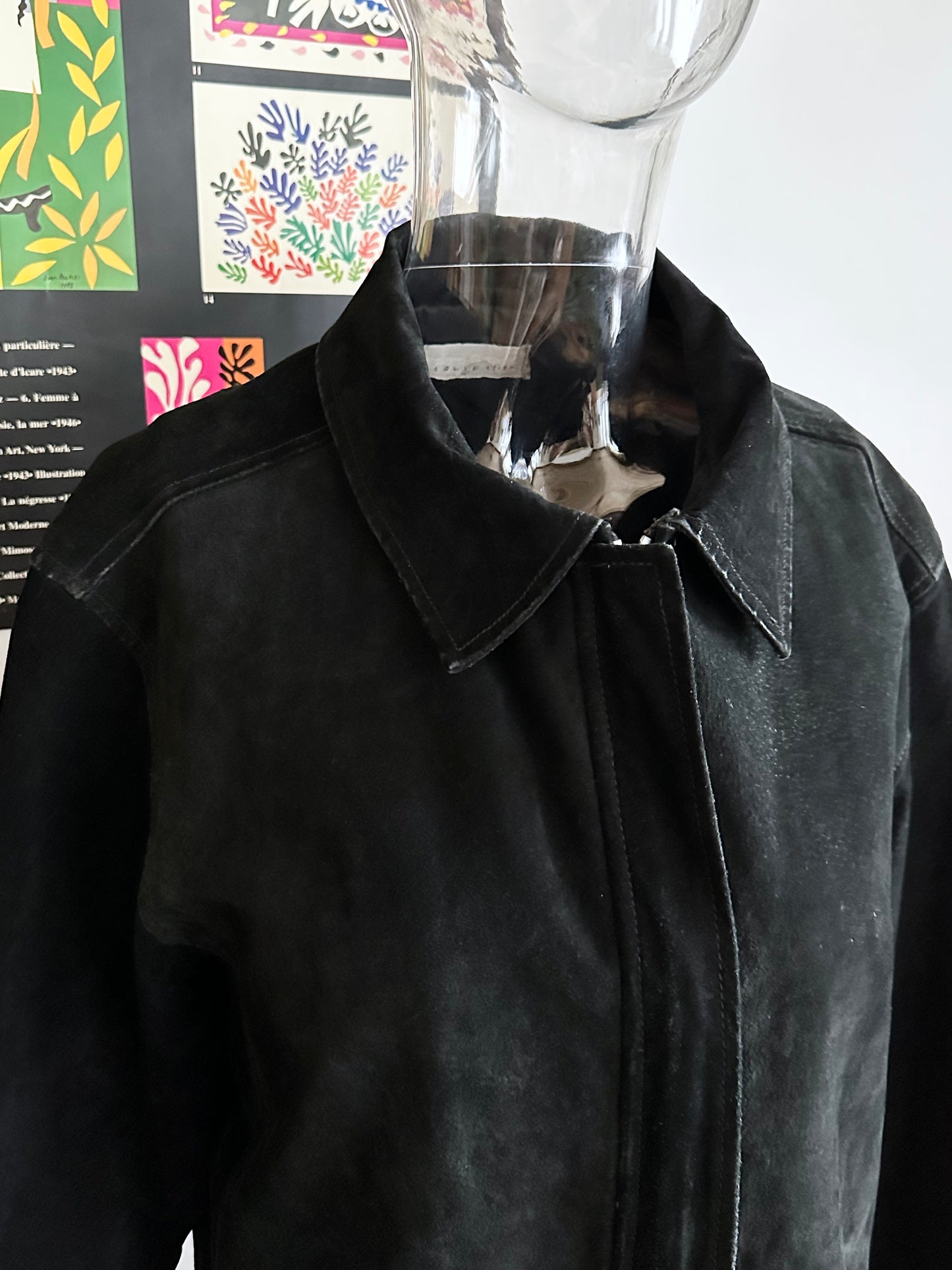 Black suede zip shirt jacket