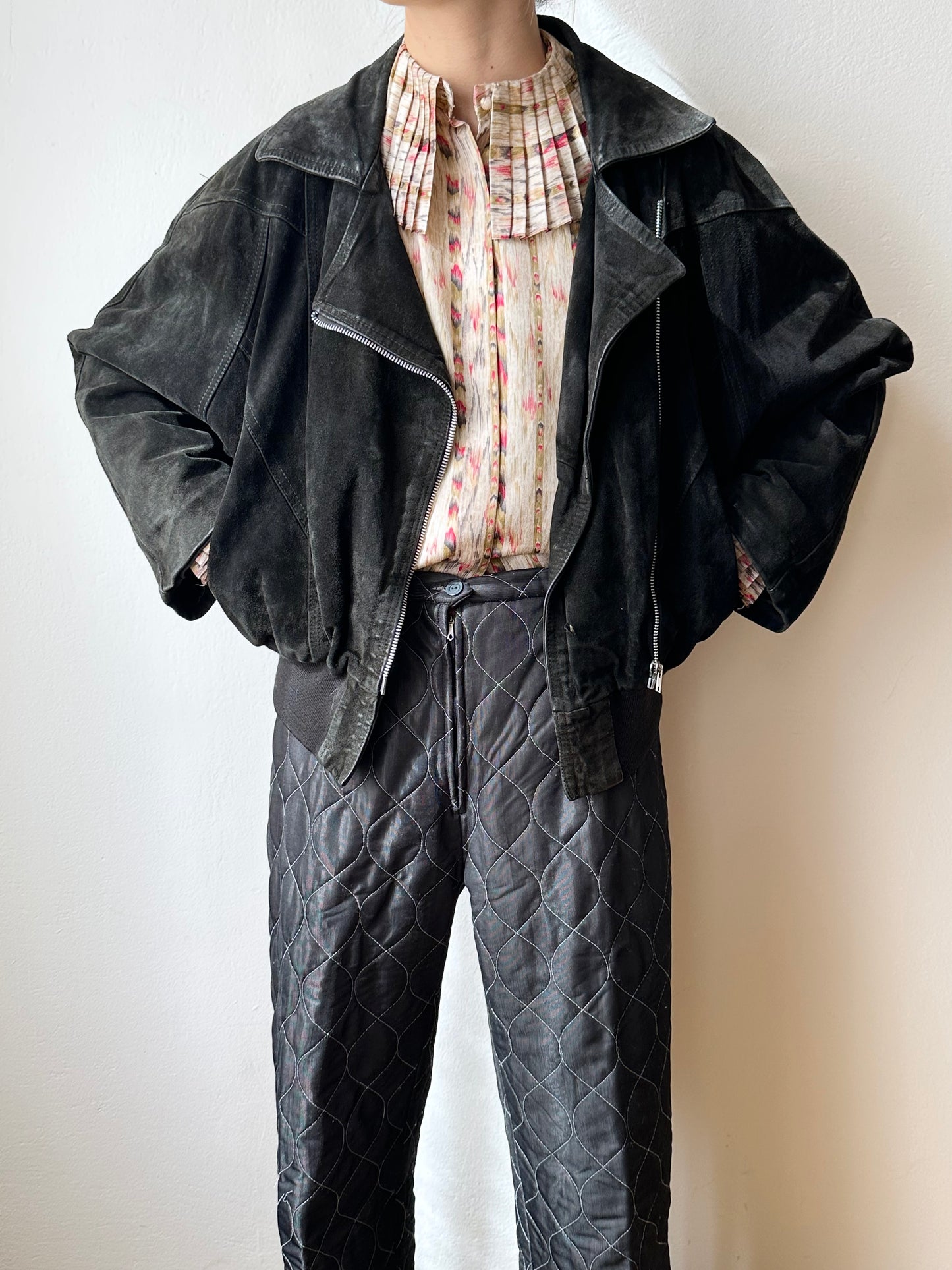 Black suede bikers blouson