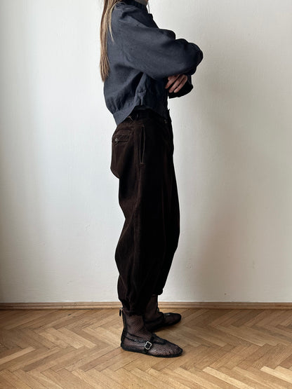 Superb black linen cropped shirt