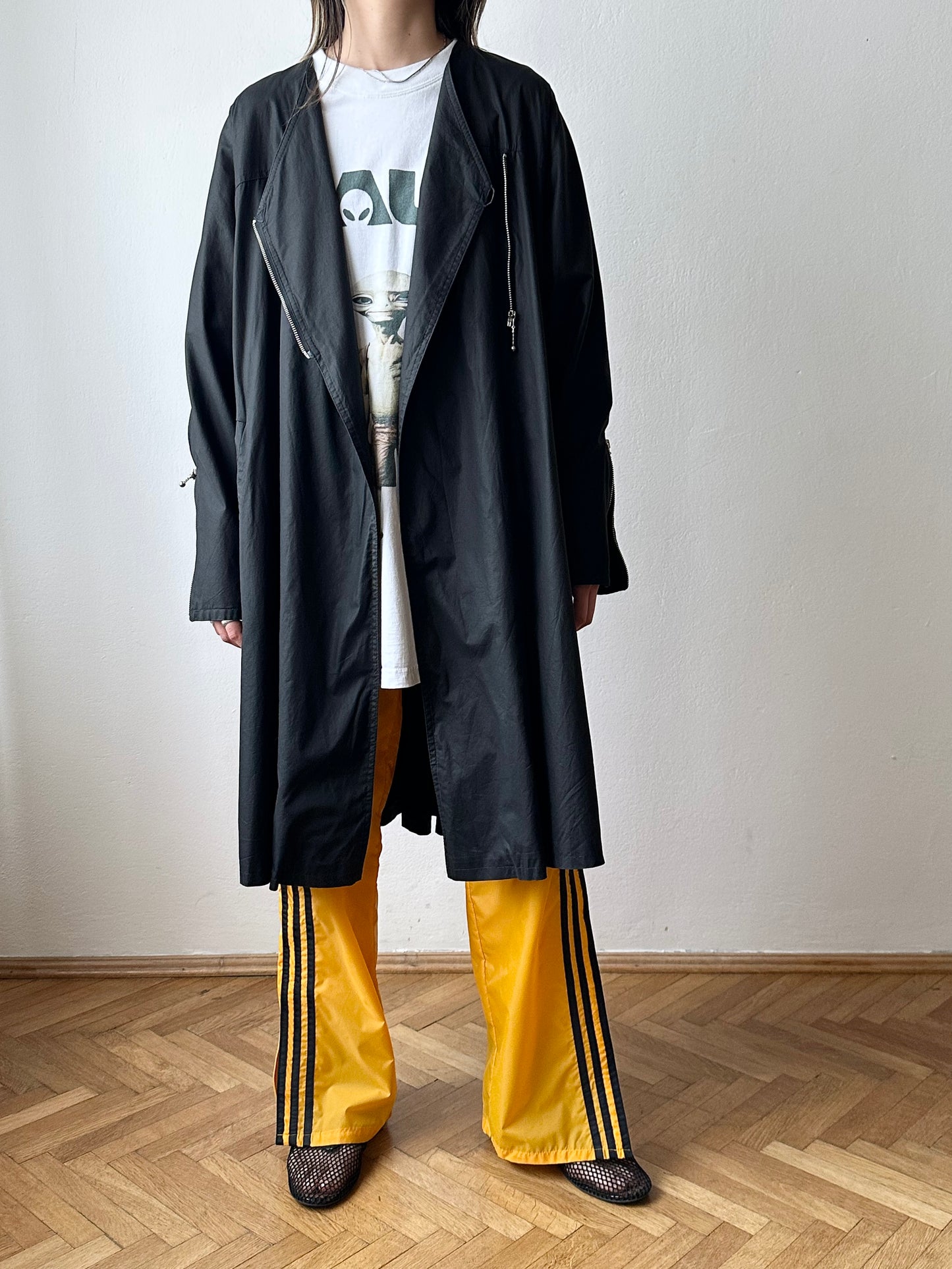 German black zip coat