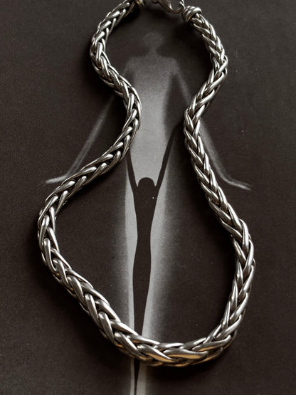 Silver wheat chain necklace