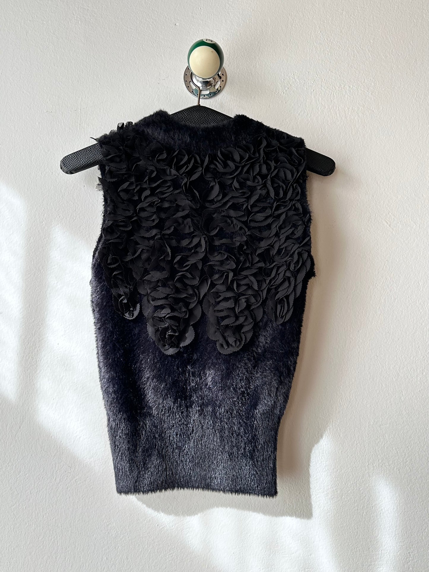 Black fur petals top