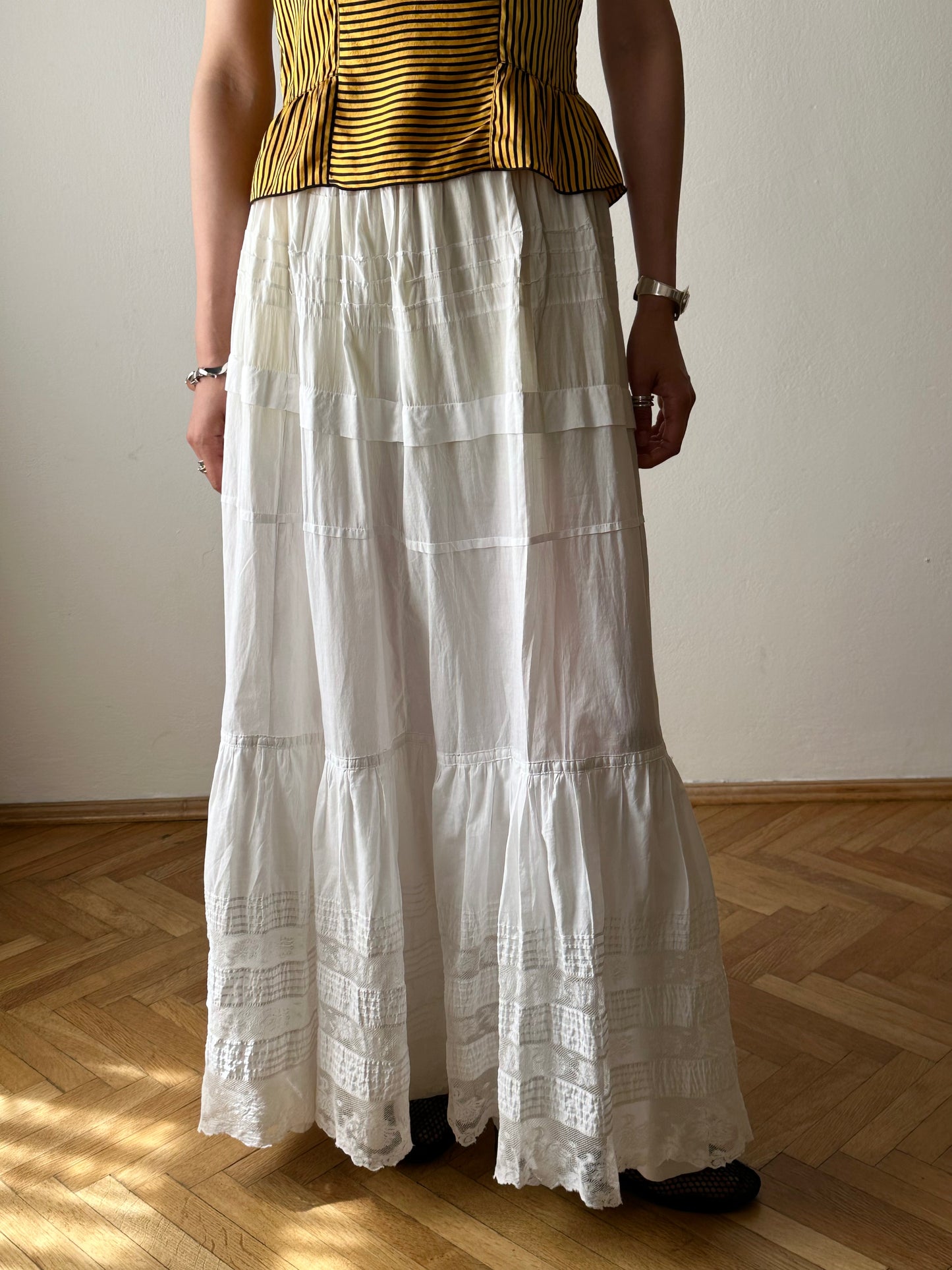 Edwardian lace cotton petticoat W26