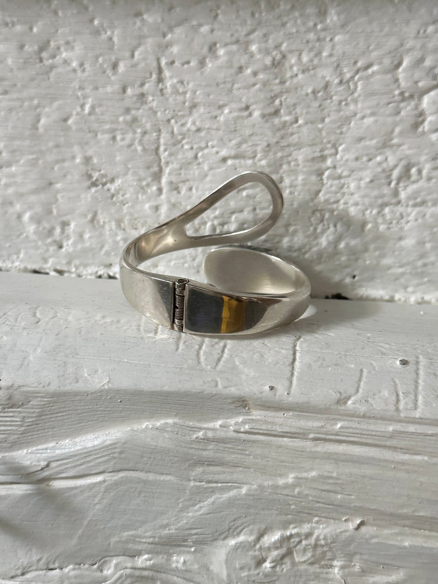 80s Mexico silver Malachite Onyx inlay bangle
