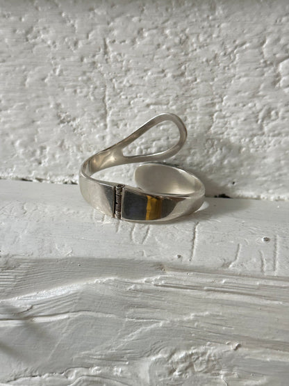 80s Mexico silver Malachite Onyx inlay bangle