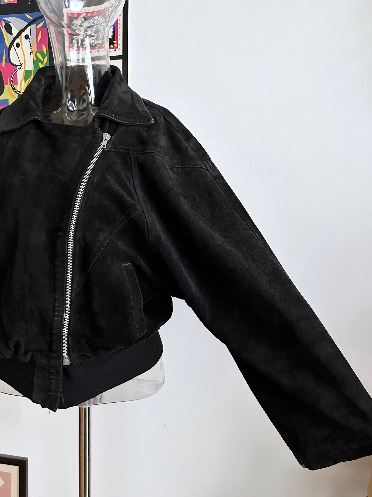 Black suede bikers blouson