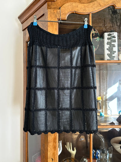 Leather patchwork skirt
