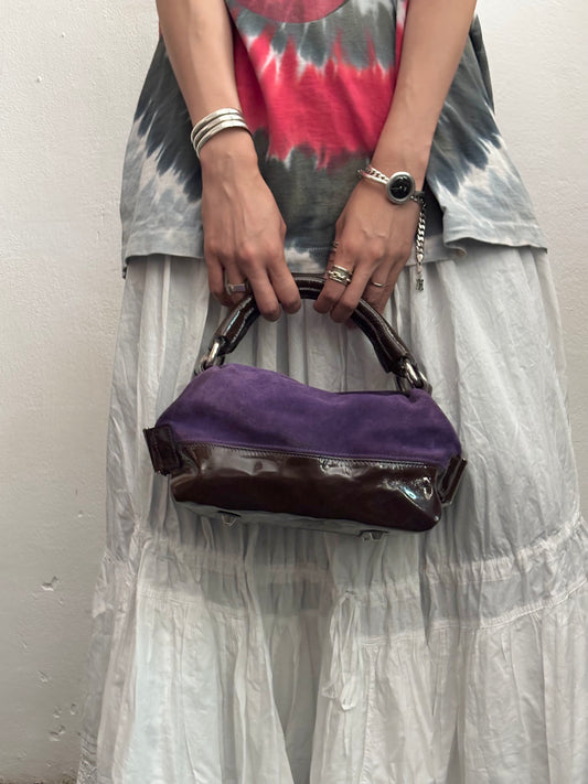 Italy suede vinyl hand bag