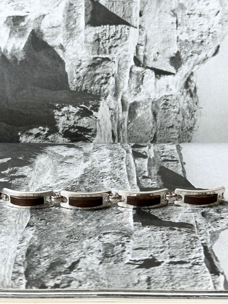 1972s Grossé wood set silver bracelet