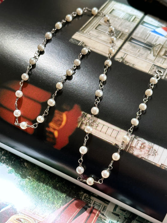 925 pearl wired necklace