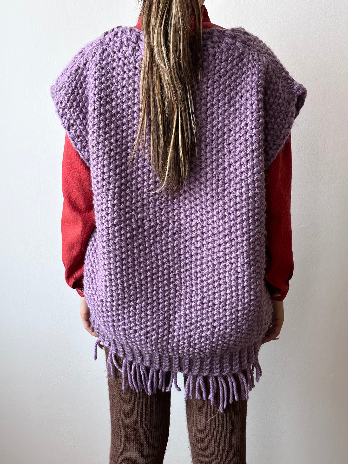 Hand knit wool vest