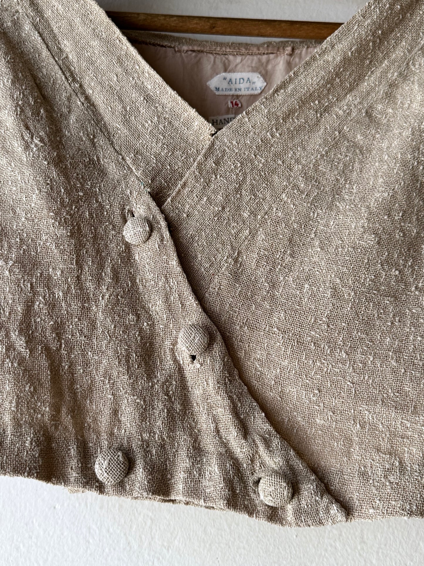 Vintage Italy handwoven linen vest