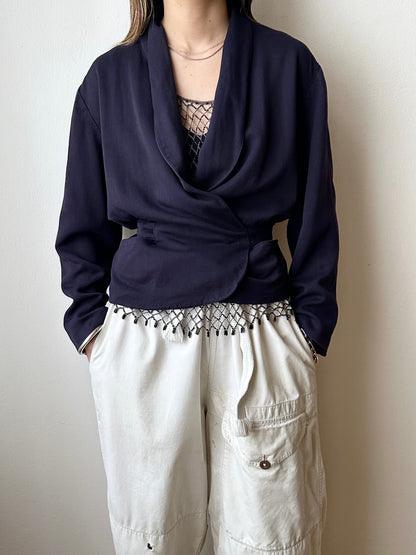 Noelle Roudine Paris cache-coeur navy jacket