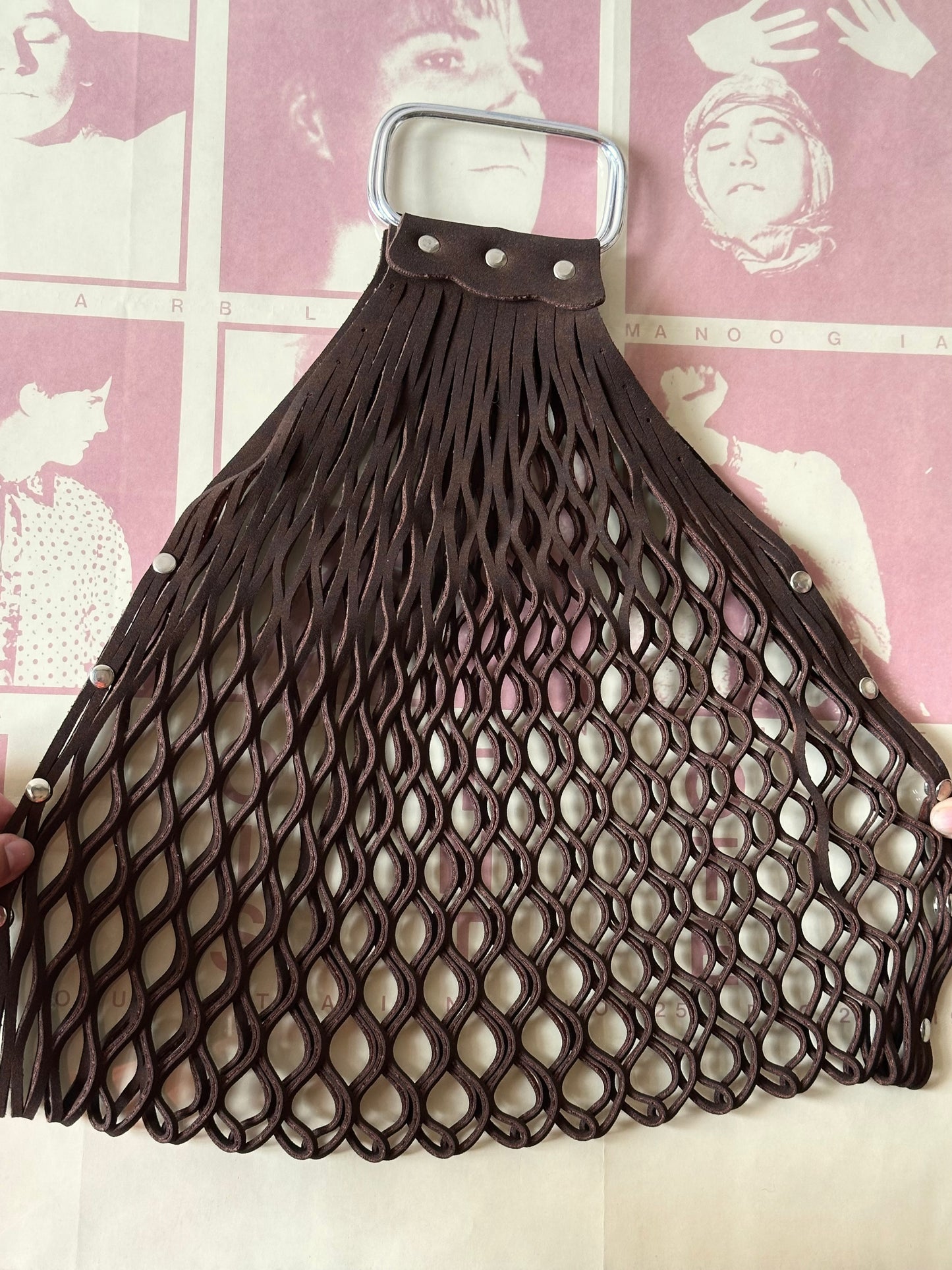 suede mesh wine bag