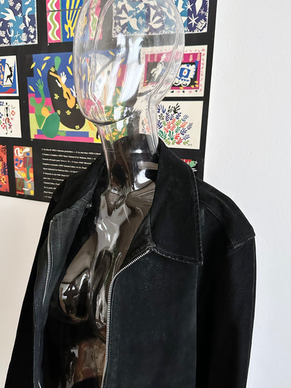 Black suede zip shirt jacket